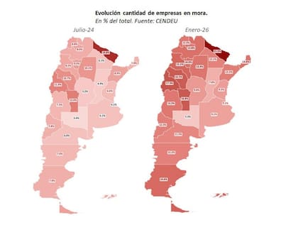 Mora en las empresas, por región
