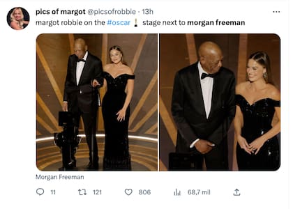 Morgan Freeman y Margot Robbie en los Oscar 2023