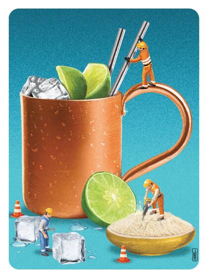 Moscow Mule según Catriel Tallarico, otra de las ilustraciones del número especial de revista BRANDO, dedicado a cócteles.