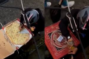 Un delivery se comió una porción de pizza antes de entregarla y lo escondió de una manera particular