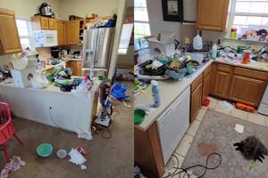 Una pareja con cuatro hijos mostró el estado de su casa luego de cuatro días de no ordenarla