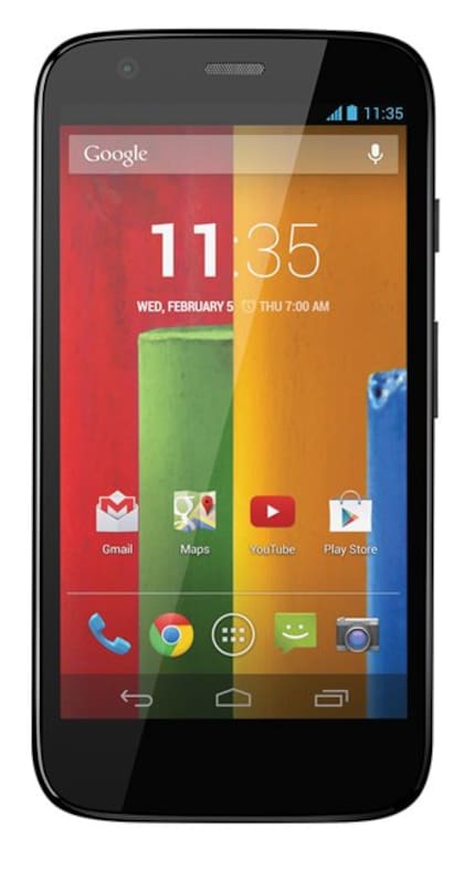 Moto G. 
Este smartphone de Motorola ofrece una pantalla de 4,5 pulgadas y cámara de 5 megapixeles, más un Snapdragon 400 y 1 gigabyte de memoria RAM