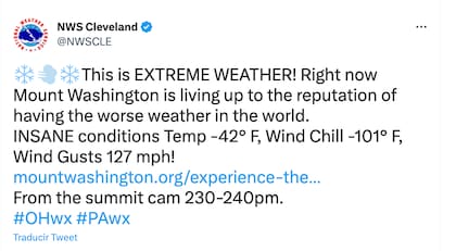 Mount Washington registró unas condiciones climáticas fuera de este mundo