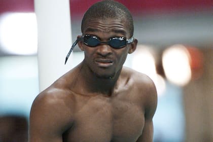 Moussambani, antes de largar en Sydney 2000