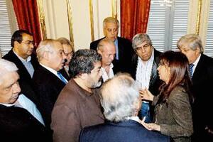 Moyano y el consejo directivo de la CGT se reunieron ayer con la presidenta Cristina Kirchner