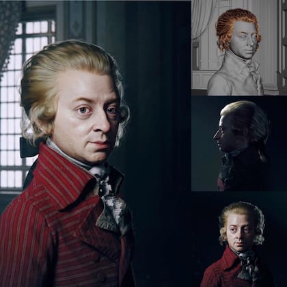 Mozart es uno de los compositores retratados por el artista iraní con su técnica de escultura digital