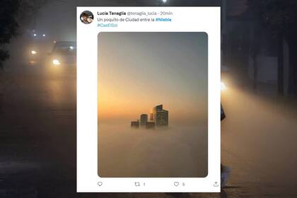 Muchas fotos de la ciudad envuelta en niebla ilustraron la reacción de los tuiteros ante el fenómeno meteorológico