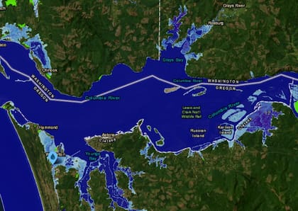 Muchas islas del río Columbia desaparecerían un crecimiento de un metro del nivel del mar