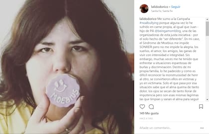 “Muchas veces me he tenido que enfrentar a situaciones espantosas de burlas y discriminación”, destaca @lalidodorico, quien no puede sonreír como consecuencia del síndrome de Moebius