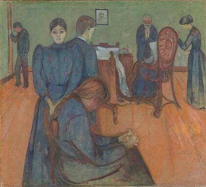 “Muerte en la habitación” (1893); la madre y la hermana mayor de Munch murieron durante la infancia del pintor 