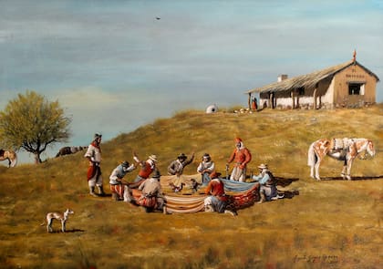 Muestra de pintura costumbrista de Augusto Gómez Romero, expuesto en la localidad bonaerense de Azul en 2022