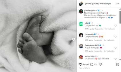 Muguruza anunció la llegada de Marcos, su primer hijo