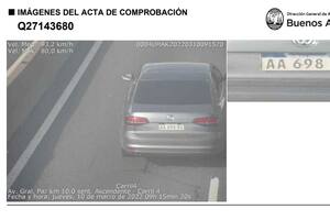 Multa al auto oficial que manejaba Bianco por exceso de velocidad.