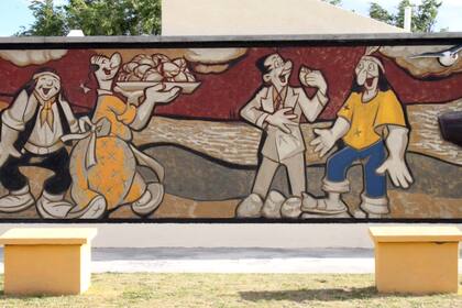 Murales y esculturas en Comandante Luis Piedrabuena en honor a Patoruzú