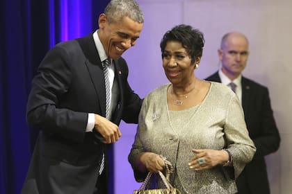 Aretha Franklin junto a Barack Obama