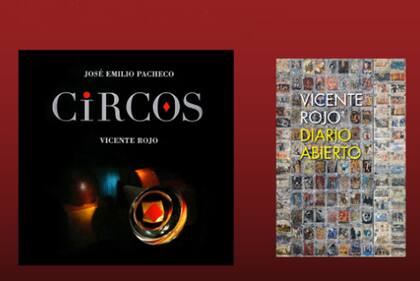Dos libros de Vicente Rojo; uno ilustra el poemario de José Emilio Pacheco y el otro reúne escritos del artista