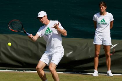 Murray y Mauresmo, entrenándose