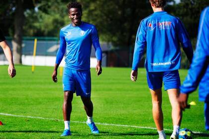 Musa Noah Kamara, en un entrenamiento de Trelleborgs.