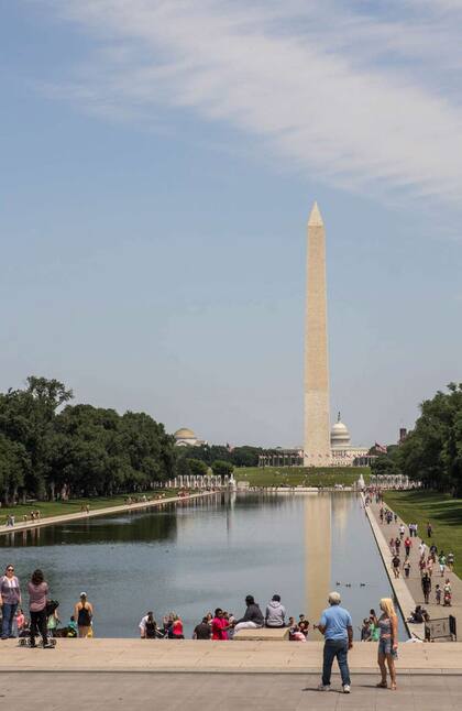 El obelisco en la zona conocida como The Mall, cerrado por reparaciones hasta 2019.