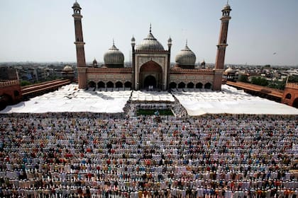 Musulmanes orando en Nueva Dehli, India, en 2009
