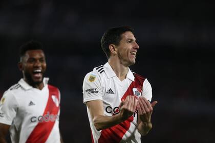 Nacho Fernández, autor del 2-1 de River ante Platense, a pura felicidad,