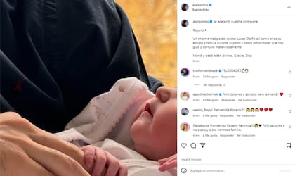 Nació Rosario, la hija de Abel Pintos y Mora Calabrese (Foto: Instagram @abelpintos)