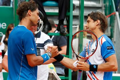 Nadal y Ferrer, en Montecarlo 2014, uno de los seis partidos que Ferru le ganó a Rafa en 31 partidos
