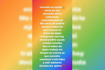 Nadia Di Cello le pidió a sus seguidores de Instagram que la ayuden a conseguir trabajo