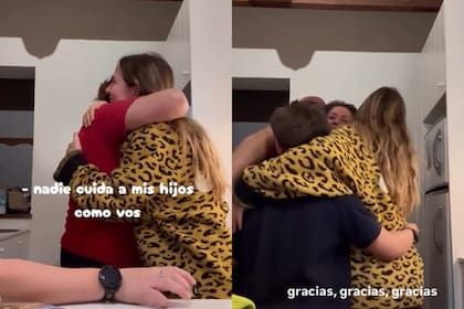"Nadie cuida a mis hijos como vos", le aseguró Jimena a Mari y la familia se fundió en un sentido abrazo (Foto: Instagram @jmena)