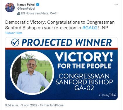 Nancy Pelosi felicitó a los ganadores demócratas a la Cámara de Representantes