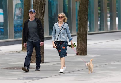 Naomi Watts y Billy Crudup aprovecharon su salida también para pasear a su perro 