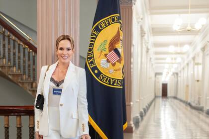 Natalia Denegri en el complejo Eisenhower, de la Casa Blanca, durante la celebración del 5 de mayo