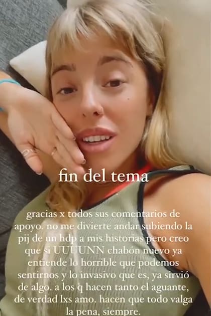 Nati Jota le agradeció a sus seguidores por el apoyo, tras mostrar la repudiable imagen que recibió