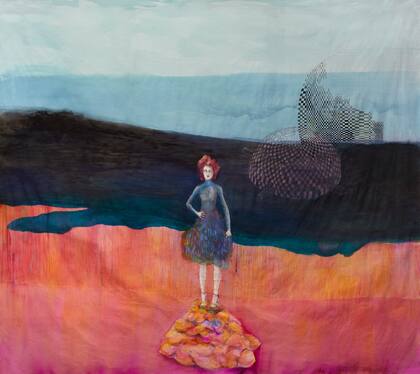 Naturaleza y mujer en vestido azul, 2015