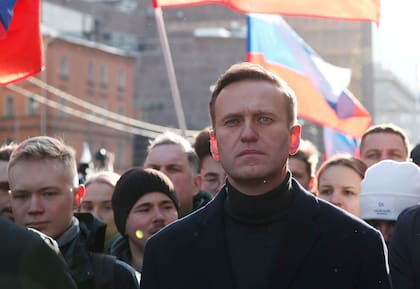 Navalny en una manifestación en Moscú en febrero de 2020