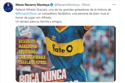 Navarro Montoya recordó a "un gran goleador" de la historia de Boca