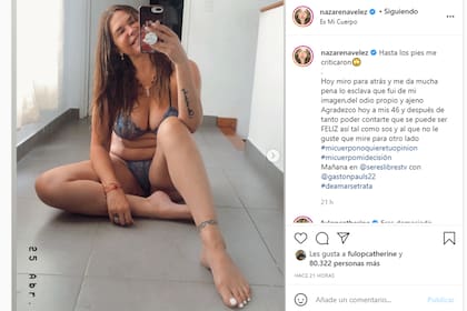 Nazarena Vélez posó frente al espejo en ropa interior, al natural, y lució orgullosa sus curvas