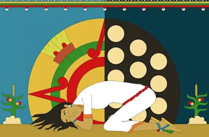 Ndúyuu se refiere a la acción de colocarse en posición fetal, con las rodillas en el suelo, el trasero levantado.