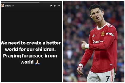 "Necesitamos crear un mundo mejor para nuestros chicos. Estoy rezando por la paz en nuestro mundo", publicó Cristiano Ronaldo en las redes sociales.