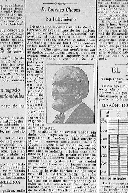 Necrológica de Lorenzo Chaves en La Nación, publicada el 8 de octubre de 1928.