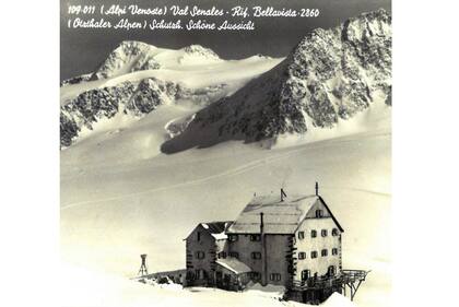 Una postal histórica del albergue Schöne Aussicht - Bella Vista, que ha vivido más de un siglo de cambios.