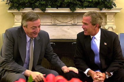 Néstor Kirchner, en una reunión con su par norteamericano George W. Bush
