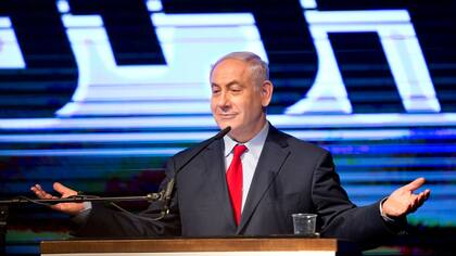 Netanyahu, ayer, durante un acto de su partido, Likud