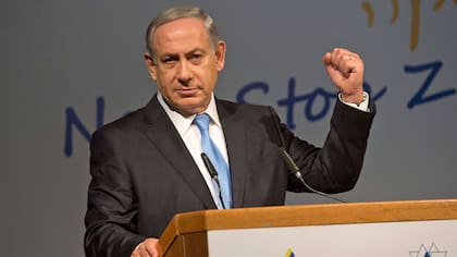 Netanyahu, ayer, en la asamblea anual de la Organización Sionista