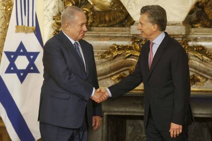 Netanyahu, primer ministro de Israel, y Mauricio Macri, el presidente argentino