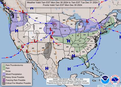 Nevadas en las Montañas Rocosas: Wyoming enfrentó acumulaciones de hasta 30 cm de nieve y ráfagas de 72 km/h.