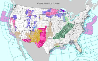 Nevadas intensas en el norte: Dakota del Sur y Wisconsin podrían acumular entre 100 y 200 mm de nieve con baja visibilidad