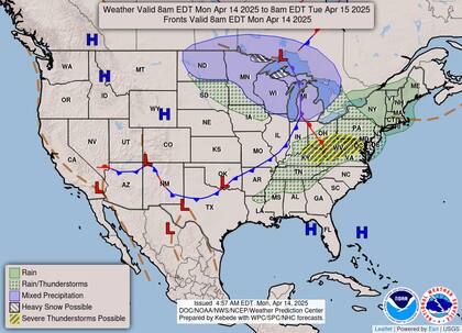 Nevadas intensas en Michigan: acumulaciones de 12 a 25 cm este lunes