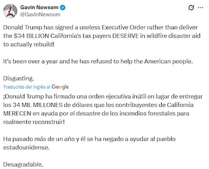 Newsom calificó la medida de Trump como una "orden ejecutiva inútil"