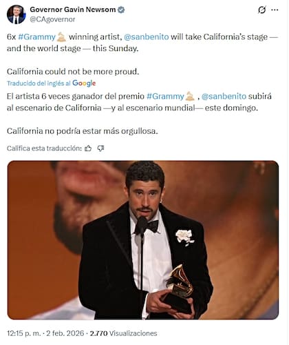 Newsom deja ver su apoyo al cantante